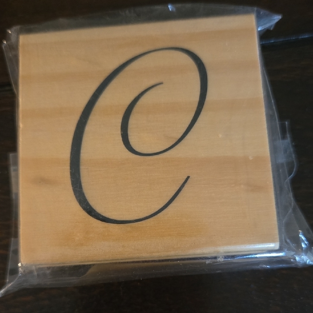 Elegant Wooden Letter Stamp 'C' - Natural and Black